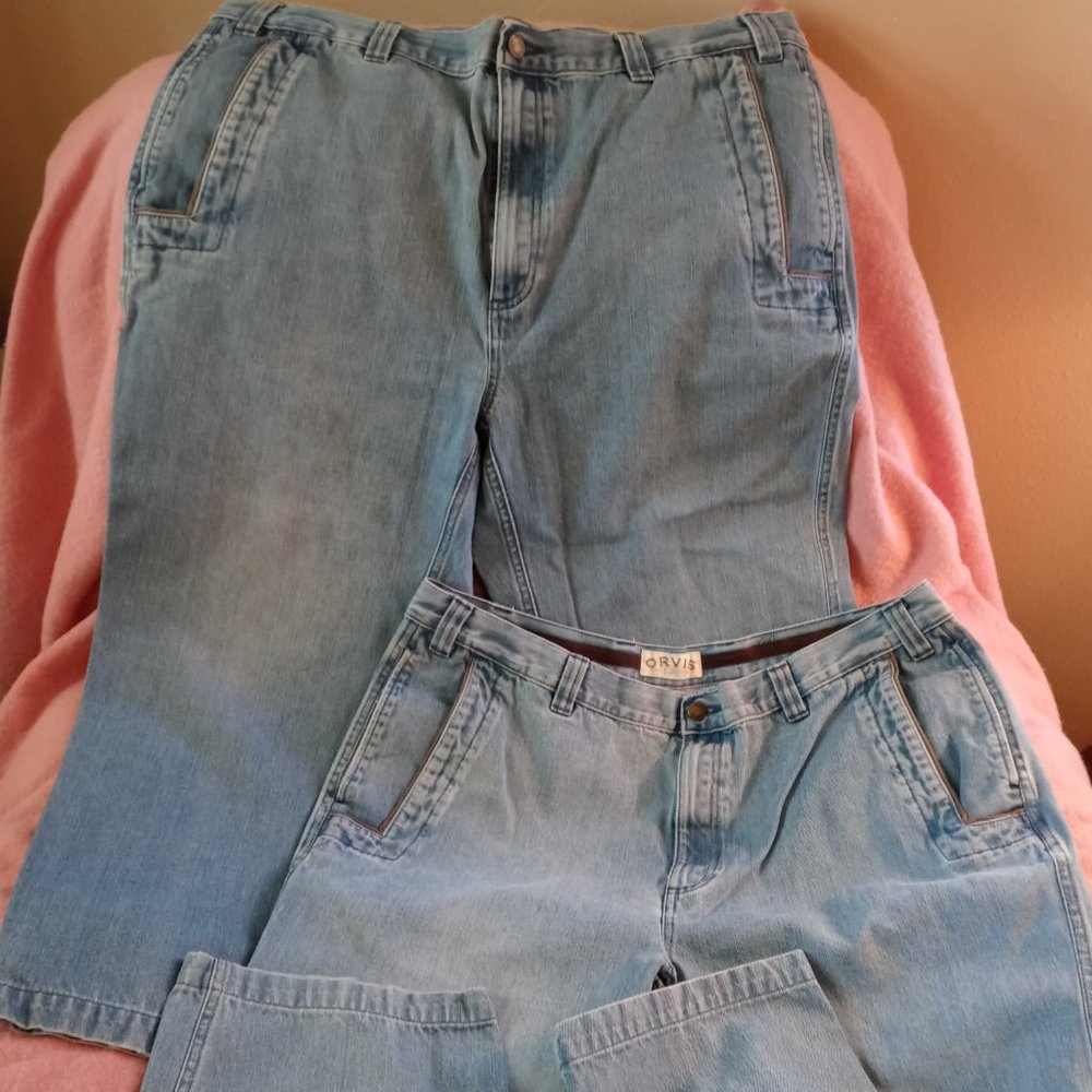 2 42 x 25 ORVIS JEANS MENS DENIM DUNGAREES-25 INCH INSEAM